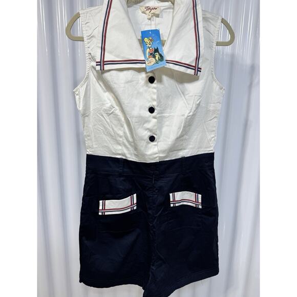 Tatyana Bimmy Nautical VTG NWT Navy White 1 Piece W/Shorts America July 4 Size L - Picture 1 of 6